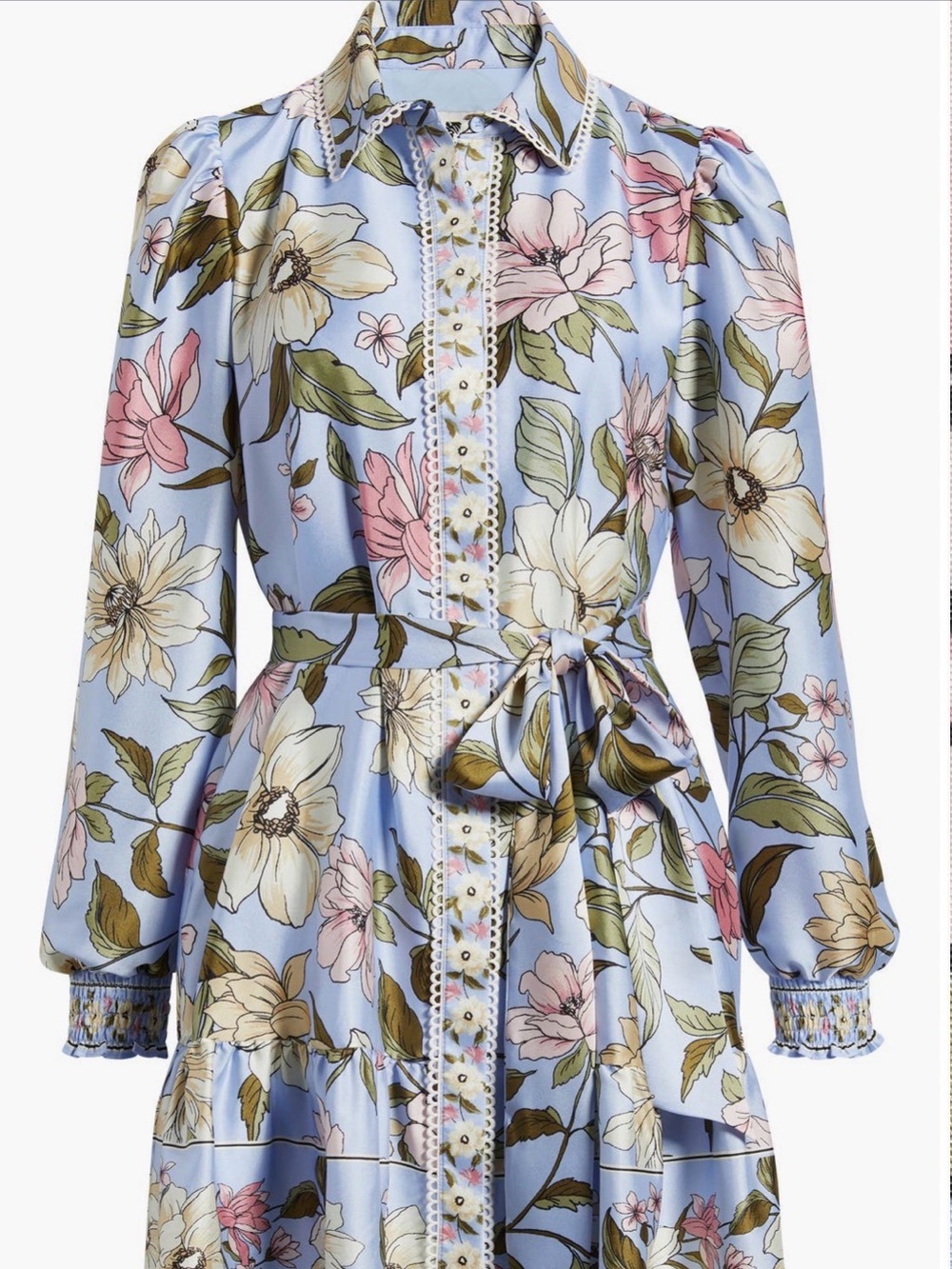 Anne Klein Light Blue Floral Belted Trench Coat